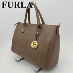 FURLA ハンドバッグ 手提げ ゴールド金具 サフィアーノレザー グレージュ