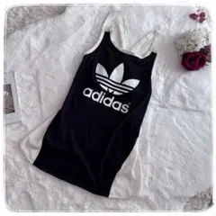 【adidas】トレフォイルロゴ バックオープンタンクトップ サイズM おしゃれのサムネイル