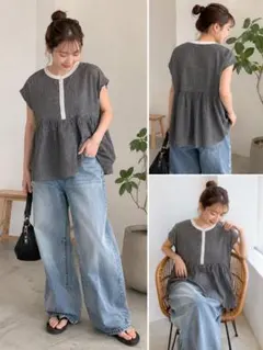 ITEMS URBAN RESEARCHギンガムチェックブラウスFreeのサムネイル