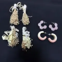 ドライフラワー　ピアス4点セット　まとめ売り