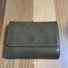 genten レザー三つ折りがま口財布 美品‼️