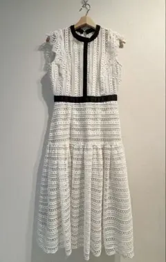 JILL レースホワイトドレス フリル袖M