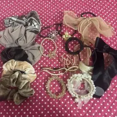 ヘアゴム　シュシュ　バレッタ　など　ヘアアクセサリーセット