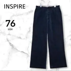 【インスパイア】コーデュロイワイドパンツ チェック シンプル ブラック 76