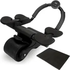 二輪腹筋ローラー 膝マット付き 初心者/上級者 タイマー付き 静音設計 黒