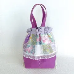 巾着トートバッグ ばらラベンダー 手提げ ハンドメイド - メルカリ