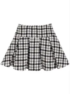 GRL インパン裏地付ツイードチェックミニスカート[dk1278] ブラック L