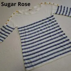 Sugar Rose ストライプ 五分袖 トップス 薄手
