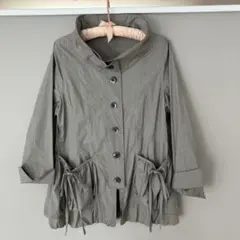 ☆未使用品☆ レディース スタンドカラー コート グレー Lサイズ