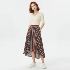 【mysty woman】ストライプフレアスカート ひざ下のサムネイル