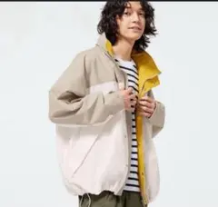 ナイロンジャケット ベージュ/ホワイト/イエロー Lサイズ