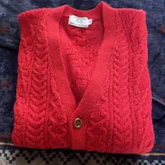 Oldechny Knitwear 赤 ケーブル編み カーディガン