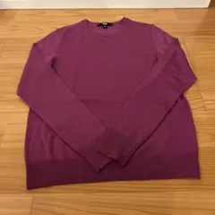 ユニクロ エクストラファインメリノ クルーネックセーター パープル　毛100%