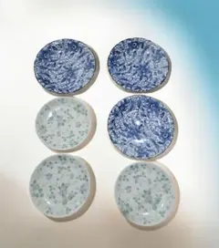 青白模様皿と白皿セット 6枚