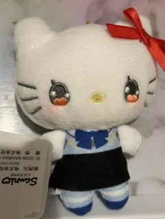 キティ　制服　ぬいぐるみ　キーホルダー　サンリオ　白猫