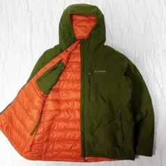 モンベル コロラドパーカ リバーシブルダウン カーキ×オレンジ メンズXL