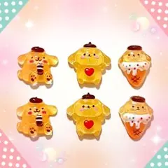 ポムポムプリンのネイルパーツ　キャラクター　3種類6個　3d　デコパーツ