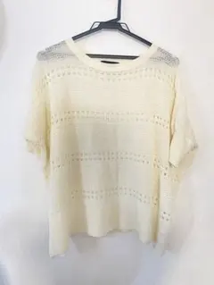 L&B 透かし編み 半袖　ニット アイボリー　イトーヨーカ堂