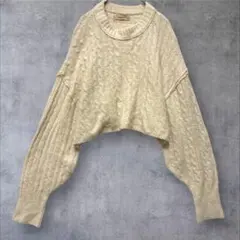 a2429【メドゥム】ケーブル編み ボリューム袖 ショート丈 38