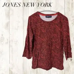JONES NEW YORK レオパード Tシャツ 赤 レッド 7分袖