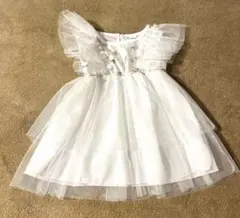 ホワイト フリル ベビードレス 9-12M