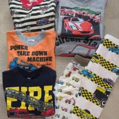 車両プリント長袖トレーナー 7点セット