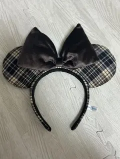 ミニーマウス耳 カチューシャ チェック柄