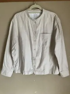 ベージュ　コットン長袖シャツ M