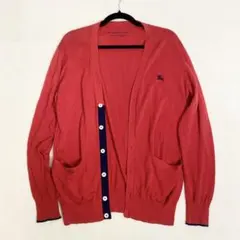 バーバリーブラックレーベル　Vネック　カーディガン　ホースロゴ　バイカラー　M