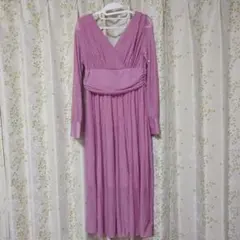 ドレス ロング 大きいサイズ ピンク 長袖