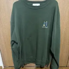 オリーブグリーン クルーネック トレーナー