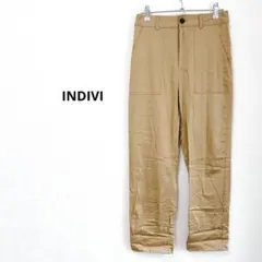 INDIVI　インディヴィ　テーパードパンツ ストレッチ　ベージュ　綿混