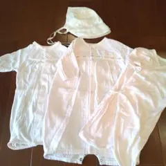 ベビー ドレスオール ロンパース 長肌着 帽子 4点セット