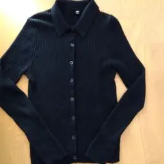 UNIQLOメリノリブポロカーディガンブラック M