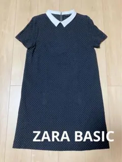 ZARA BASIC ドット柄 半袖ワンピース M