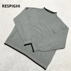 RESPIGHI レスピーギ バイカラー ハイネック ニット グレー×ベージュ