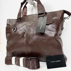 【未使用・タグ付】D&G ドルチェ＆ガッバーナ レザー 2WAY ビジネスバッグ