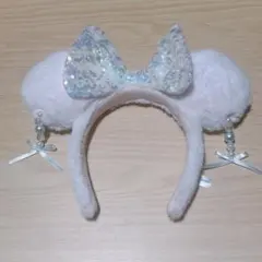 ミニーカチューシャ　パール　ピンク　イヤリング