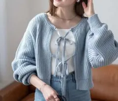 WEGO リボン付き　ニットカーディガン