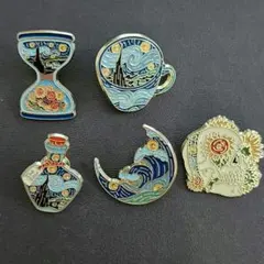 ブローチ ゴッホモチーフ ピンバッジ5点セット プレゼント おまとめ