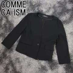 COMME CA ISM ノーカラー ジャケット ネイビー レディース シングル