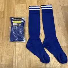2足セット サッカーソックス 青 22-24 cm