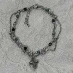 クロスダブルチェーンハンドメイドブレスレットY2Kフェアリーグランジshury