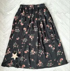 ロングスカート/花柄/春夏秋/黒/フリーサイズ/アースミュージック&エコロジー
