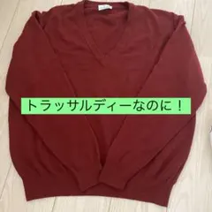 トレッサーニ 赤 Vネック セーター