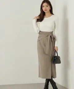 【美品】プロポーションボディドレッシング＊ラップ風リボンタイトスカート