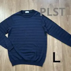PLST ダークブルー ネイビー ニット L