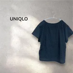 UNIQLO ユニクロ＊カットレース　カットソー Tシャツ　ブラック　黒　Sのサムネイル
