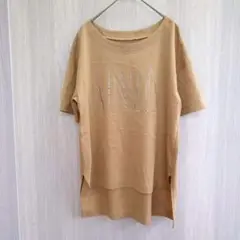ジッツォ トップス カットソー Tシャツ 半袖 麻 リネン ベージュ L 春夏