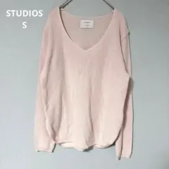 ステュディオス　 ピンク Vネックニット サイズS a174